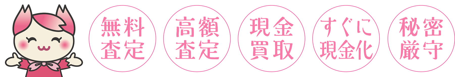 無料査定 高額査定 現金買取 すぐに現金化 秘密厳守